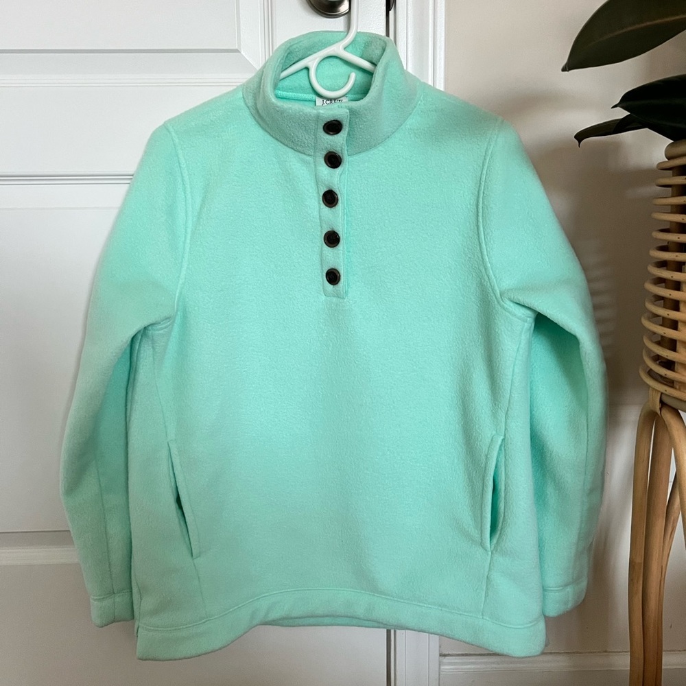 J.Crew mint fleece sherpa quarter-zip with pockets!